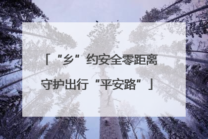 “乡”约安全零距离 守护出行“平安路”