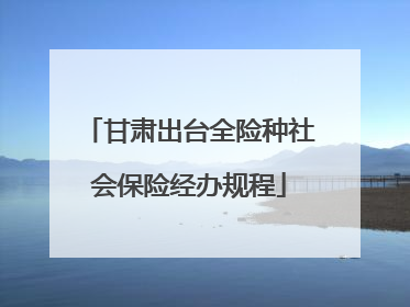 甘肃出台全险种社会保险经办规程