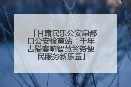 甘肃民乐公安扁都口公安检查站：千年古隘奏响智慧警务便民服务新乐章