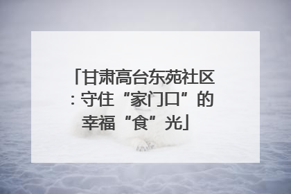 甘肃高台东苑社区：守住“家门口”的幸福“食”光