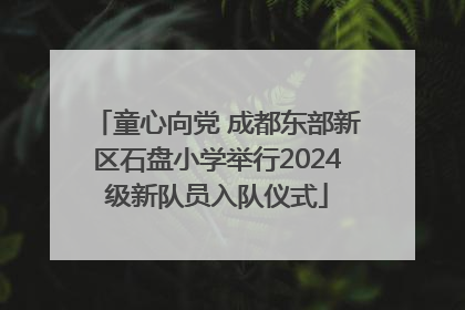 童心向党 成都东部新区石盘小学举行2024级新队员入队仪式