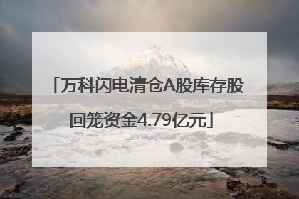 万科闪电清仓A股库存股 回笼资金4.79亿元