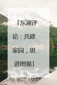 东湖评论：共建家园，思进图强
