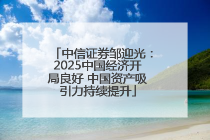 中信证券邹迎光：2025中国经济开局良好 中国资产吸引力持续提升