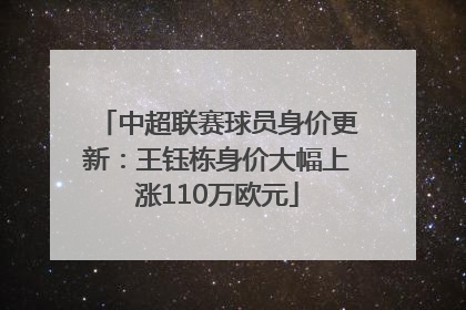 中超联赛球员身价更新：王钰栋身价大幅上涨110万欧元