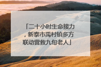 二十小时生命接力，新泰市禹村镇多方联动营救九旬老人