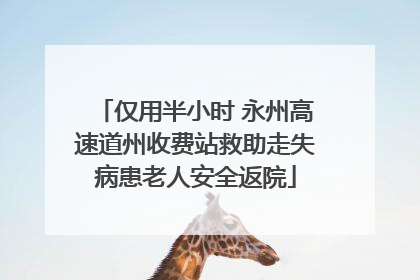 仅用半小时 永州高速道州收费站救助走失病患老人安全返院