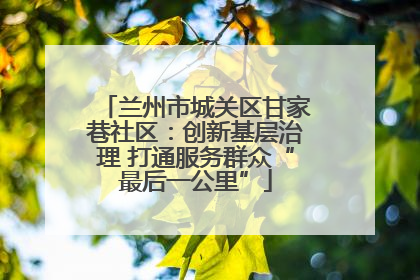 兰州市城关区甘家巷社区：创新基层治理 打通服务群众“最后一公里”
