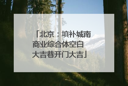 北京：填补城南商业综合体空白 大吉巷开门大吉