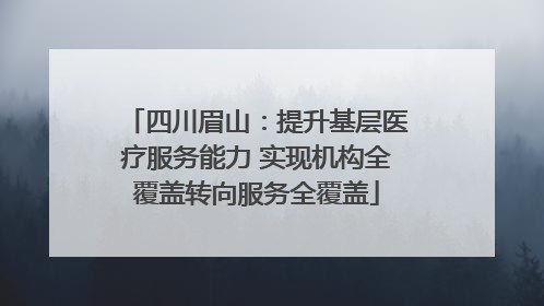 四川眉山：提升基层医疗服务能力 实现机构全覆盖转向服务全覆盖