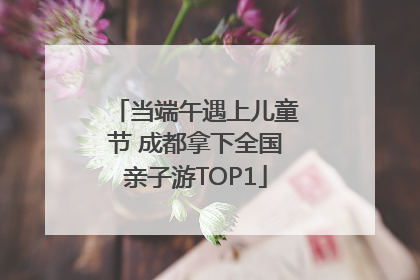 当端午遇上儿童节 成都拿下全国亲子游TOP1