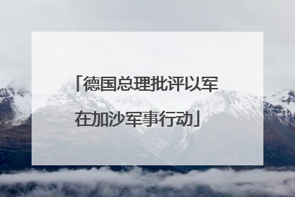 德国总理批评以军在加沙军事行动