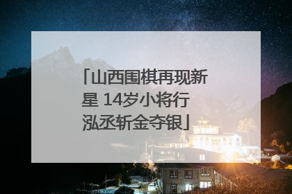山西围棋再现新星 14岁小将行泓丞斩金夺银