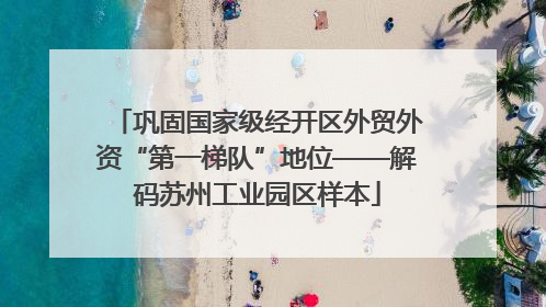 巩固国家级经开区外贸外资“第一梯队”地位——解码苏州工业园区样本