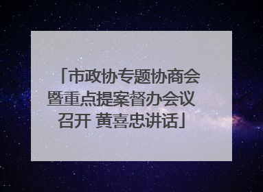 市政协专题协商会暨重点提案督办会议召开 黄喜忠讲话