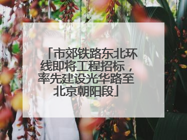 市郊铁路东北环线即将工程招标，率先建设光华路至北京朝阳段