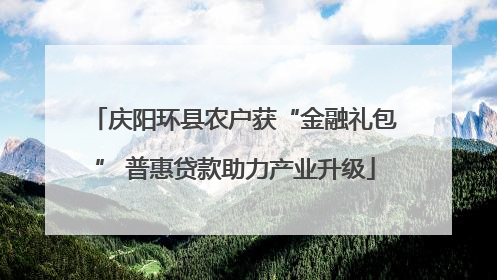 庆阳环县农户获“金融礼包” 普惠贷款助力产业升级