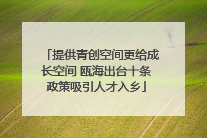 提供青创空间更给成长空间 瓯海出台十条政策吸引人才入乡