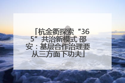 杭金衢探索“365”共治新模式 邵安：基层合作治理要从三方面下功夫