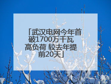 武汉电网今年首破1700万千瓦高负荷 较去年提前20天