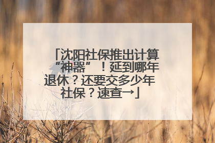 沈阳社保推出计算“神器”！延到哪年退休？还要交多少年社保？速查→