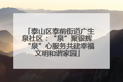 泰山区泰前街道广生泉社区：“泉”聚银辉“泉”心服务共建幸福文明和谐家园