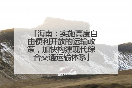 海南：实施高度自由便利开放的运输政策，加快构建现代综合交通运输体系