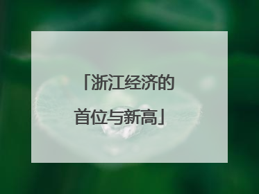 浙江经济的首位与新高