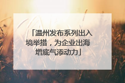 温州发布系列出入境举措，为企业出海增底气添动力