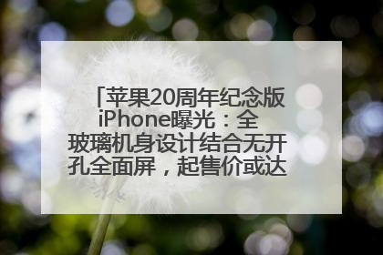 苹果20周年纪念版iPhone曝光：全玻璃机身设计结合无开孔全面屏，起售价或达1.45万人民币