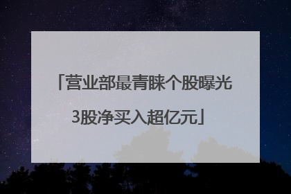 营业部最青睐个股曝光 3股净买入超亿元