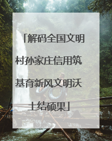 解码全国文明村孙家庄信用筑基育新风文明沃土结硕果
