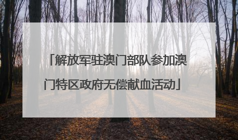 解放军驻澳门部队参加澳门特区政府无偿献血活动