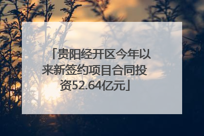 贵阳经开区今年以来新签约项目合同投资52.64亿元