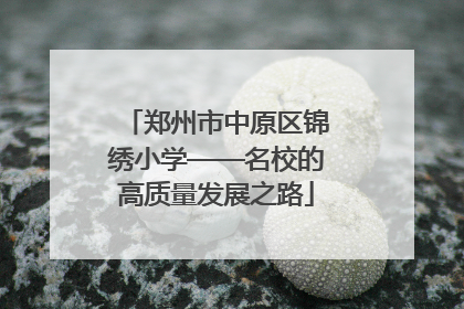 郑州市中原区锦绣小学——名校的高质量发展之路