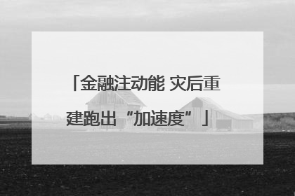 金融注动能 灾后重建跑出“加速度”