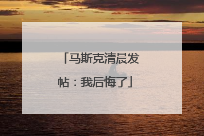 马斯克清晨发帖：我后悔了