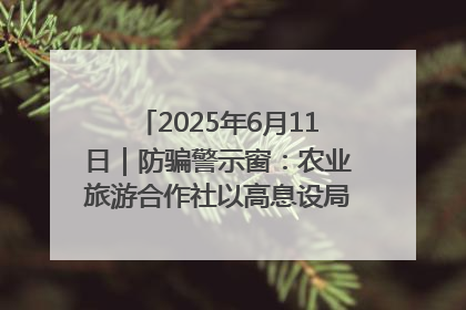 2025年6月11日｜防骗警示窗：农业旅游合作社以高息设局，集资380万