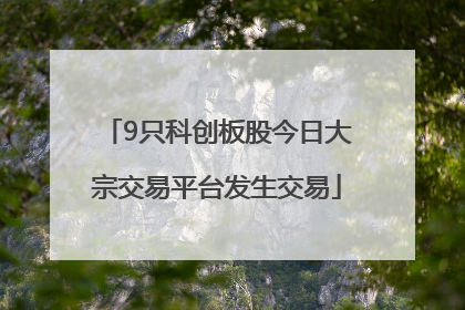 9只科创板股今日大宗交易平台发生交易